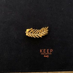 KEEP Collective palm leaf charm in pave brushed gold